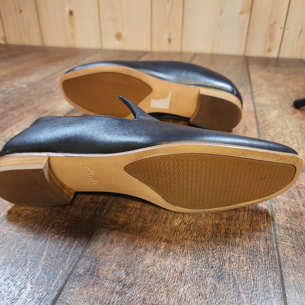 Clarks Pure Viola Women's 11 M Loafer Shoes Black Leather Flats Slip-on Comfort - Picture 9 of 12